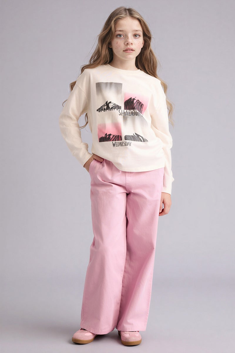 DeFacto Pink Girl Girl Wide Leg Gabardine Trousers Casual - Image 1